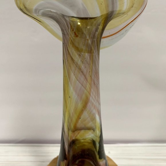 MCM Boho Swirled Art Glass Jack In The Pulpit Vase - Picture 5 of 9